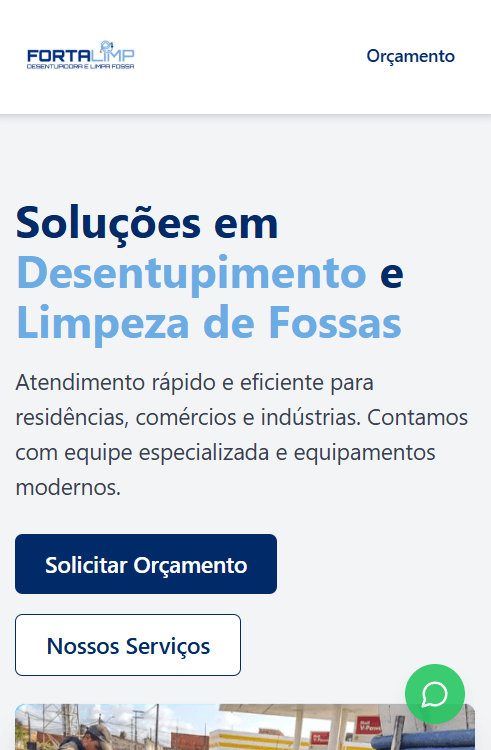 Site da Fortalimp — desentupidora e limpa fossas em Fortaleza